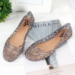 Women Soft Hollow Out Jelly Clear Flats Sandals