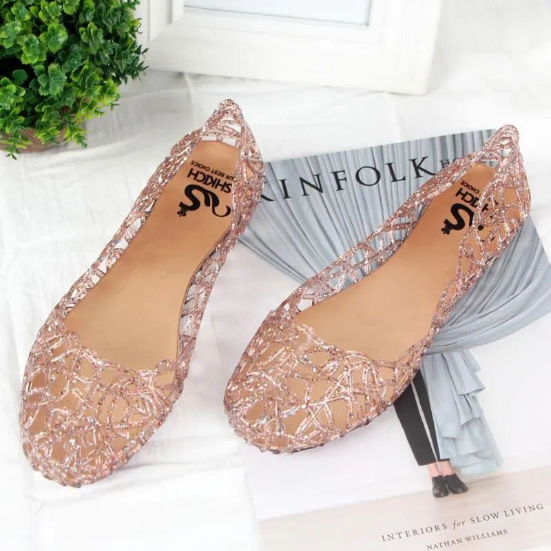 Women Soft Hollow Out Jelly Clear Flats Sandals