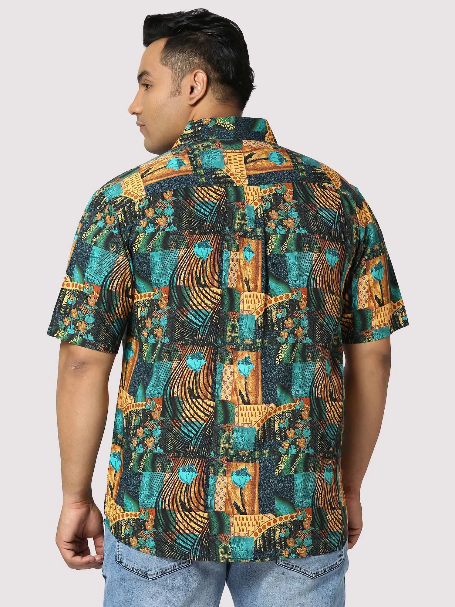 Zeus Digital Printed Half Shirt Men's Plus Size